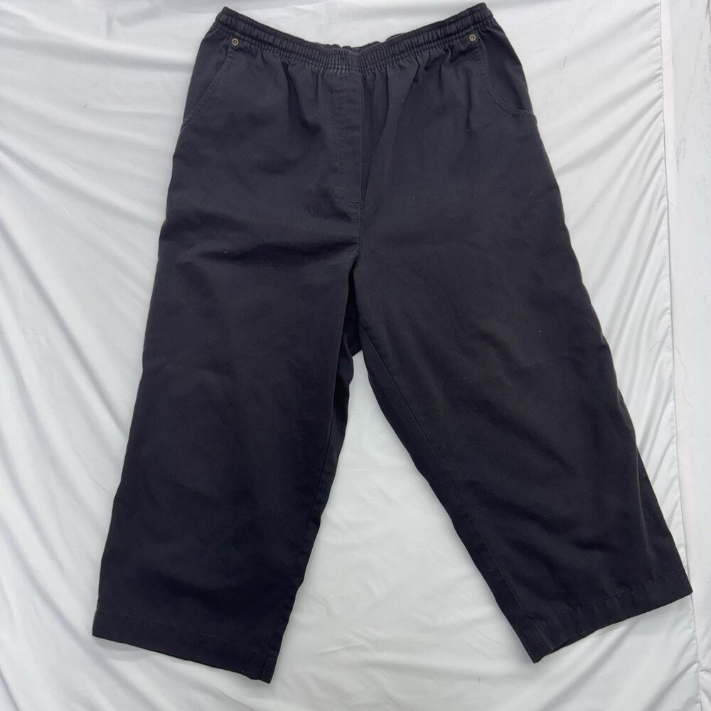 Studio Works Womens Size 14 Black Capri Cropped Pants Workwear Pull On Casual